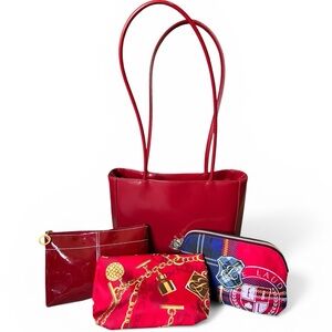 Estée Lauder Red Cosmetic Collection: Tote & Pouches Bundle New